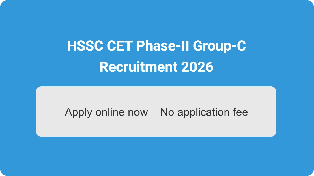 Haryana CET Phase-II Applications Open: No Fee for Group-C Recruitment Under Advt. 04/2026